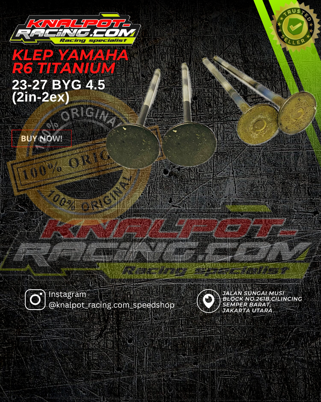 KLEP YAMAHA R6 TITANIUM 23-27 BT 4.5MM (2in-2ex)